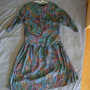 Interpret New York Top and skirt Set 100% Rayon Vintage 9/10 size